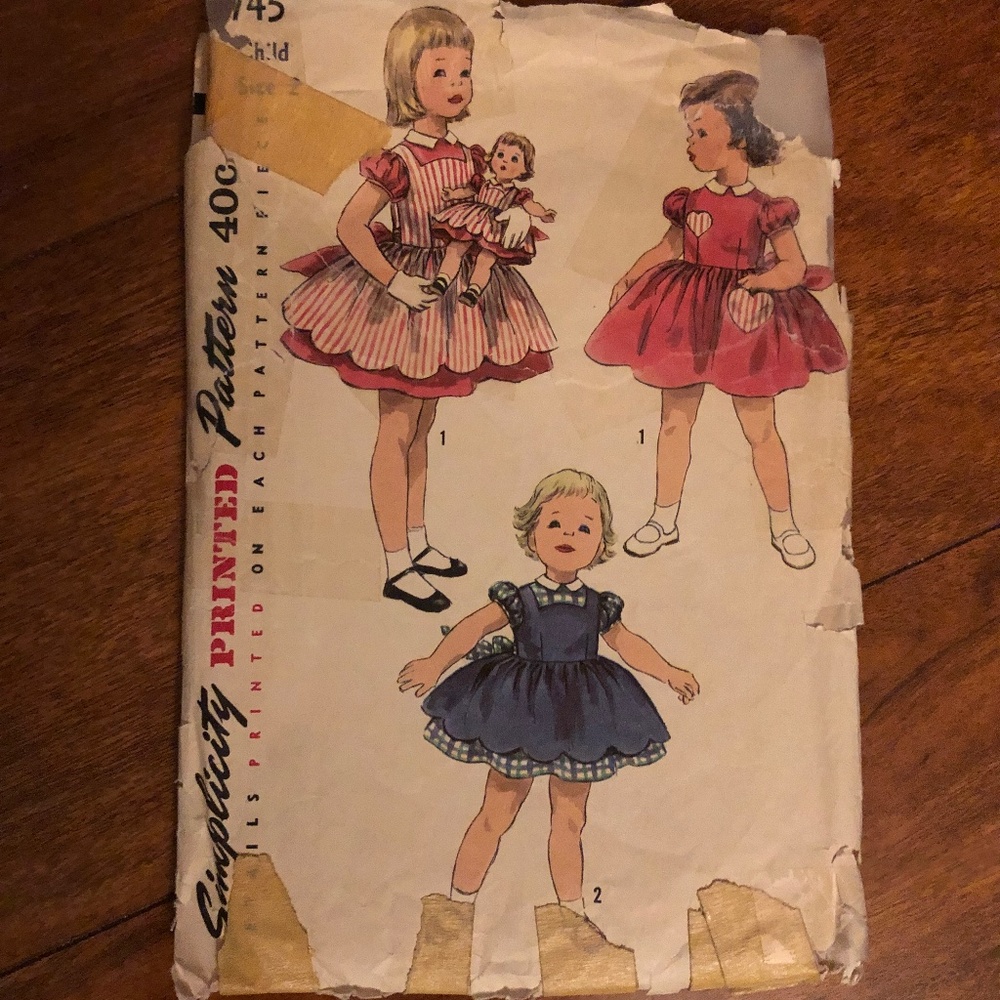 Simplicity 1745 Vintage Toddler and Matching Doll Sewing Pattern